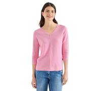 3/4 Arm-Pullover CECIL, Damen, Gr. M (40), flamingo rose, Web, 60% Baumwolle, 40% Viskose, unifarben, comfort fit normal, V-Ausschnitt, Rippbündchen, Pullover, im soften Baumwoll-Mix (37011704-M) flam