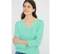 Strickpullover CECIL, Damen, Gr. S (38), jelly mint, Web, 60% Baumwolle, 40% Viskose, unifarben, comfort fit normal, V-Ausschnitt, Rippbündchen, Pullover Strickpullover, im soften Baumwoll-Mix (419893