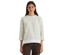 Sweatshirt CECIL, Damen, Gr. XL (44), grün (raw matcha lime), Web, 100% Baumwolle, gestreift, comfort fit, Rundhals, Aufschlag, Sweatshirts Sweatshirt, mit 3/4 Ärmeln (55262641-XL) raw matcha lime