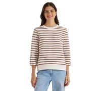 Sweatshirt CECIL, Damen, Gr. XL (44), creamy mocha, Web, 100% Baumwolle, gestreift, comfort fit, Rundhals, Aufschlag, Sweatshirts Sweatshirt, mit 3/4 Ärmeln (87849342-XL) creamy mocha