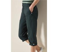 Caprihose CECIL "Style New York", Damen, Gr. 34, N-Gr, slate khaki, Web, Obermaterial: 98% Baumwolle, 2% Elasthan, unifarben, casual, normal kniebedeckend, Hosen, mit Knopfdetails am Bund (46030150-34