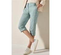 Caprihose CECIL "Style New York", Damen, Gr. 34, N-Gr, cool salvia grün, Web, Obermaterial: 98% Baumwolle, 2% Elasthan, unifarben, casual, normal kniebedeckend, Hosen, Sommerhose mit Knopfdetails am B