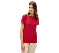 T-Shirt CECIL, Damen, Gr. XS (36), glazed apple rot, Jersey, Obermaterial: 65% Polyester, 35% Viskose, unifarben, normal hüftbedeckend, U-Boot-Ausschnitt, Kurzarm, Shirts, mit Streifen-Struktur (60223