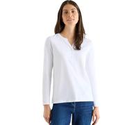 Cecil Damen Split Neck Langarmshirt in Weiß, Gr: M