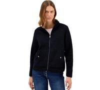 Sweatjacke CECIL, Damen, Gr. XXL (46), urban dunkelblau, Sweatware, Obermaterial: 100% Polyester, unifarben, Strukturmuster, casual, regular fit normal, ohne Ausschnitt, Langarm elastischer Bund, Swea