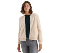 Cardigan CECIL, Damen, Gr. XXL (46), beige (teddy vanilleweiß), Stoff, 100% Polyester, unifarben, casual, normal normal, hoch geschlossener Ausschnitt, Langarm angesetztes Bündchen, Strickjacken, mit