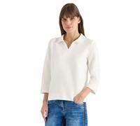 Cecil Poloshirt Struktur Damen XL (44) vanilleweiß unifarben 95% Baumwolle 5% Elasthan 3/4-Ärmel