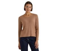Langarmshirt CECIL, Damen, Gr. L (42), creamy mocha melange, Stoff, 79% Viskose, 17% Polyester, 4% Elasthan, unifarben, regular fit normal, V-Ausschnitt, abgesteppt, Shirts Langarmshirt, in Unifarbe (