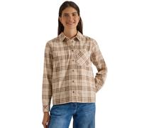 Hemdbluse CECIL, Damen, Gr. XS (36), beige (creamy mocha), Web, 100% Baumwolle, kariert, klassisch normal, V-Ausschnitt, Bündchen, Blusen Hemdbluse, mit Karomuster (15589010-XS) creamy mocha