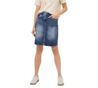 Jeansrock CECIL, Damen, Gr. 31, blau (mid blau wash), Jeans, 78% Baumwolle, 20% Polyester, 2% Elasthan, unifarben, normal knieumspielend, Röcke Jeansrock, 5-Pocket-Style (13516669-31) mid blau wash