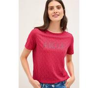 CECIL Damen 3227075 Ausbrenner Shirt mit Wording, Glazed Apple red, S