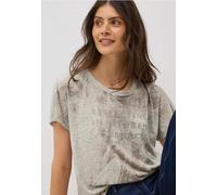 Cecil - Ausbrenner Wording Shirt braun - Gr. - XS