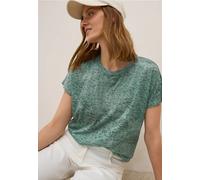 CECIL Damen 3227496 Ausbrenner Wording Shirt, Ink Green, Large