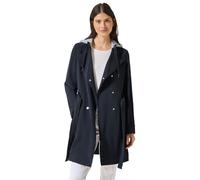 Trenchcoat CECIL, Damen, Gr. XL (44), blau (schwarz navy blau), Stoff, Obermaterial: 100% Polyester; Kapuze: 80% Baumwolle, 20% Polyester, unifarben, casual, gerade hüftbedeckend, ohne Ausschnitt, Lan
