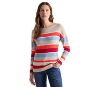 CECIL Damen B303135 Gestreifter Strukturpullover, Desert Beige Melange, XL EU