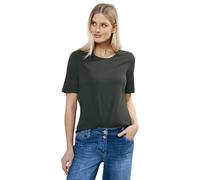 Cecil Damen B321116 Basic T-Shirt In Unifarbe, Strong Khaki, S EU
