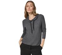 Langarmshirt CECIL Gr. XL (44), flint grau melange, Damen, Stoff, 67% Viskose, 28% Polyester, 5% Elasthan, unifarben, Shirts, mit Tunnelzugsaum (37372229-XL) flint grau melange