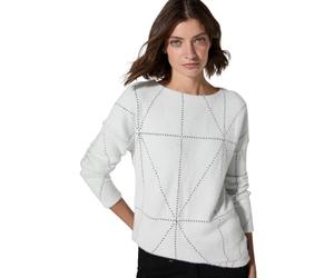Cecil Damen B322389 Big Featheryarn Jacquard T-Shirt, Vanilla White,XL