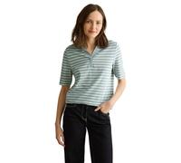 CECIL Damen B322948 Gestreiftes Piquée Poloshirt, cool salvia Green, XXL