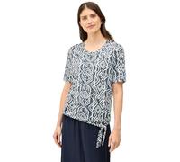 T-Shirt CECIL, Damen, Gr. XXL (46), blau (universal blau), Jersey, Obermaterial: 65% Polyester, 35% Viskose, gemustert, casual, normal hüftbedeckend, Rundhals, Halbarm, Shirts, in Ausbrenner-Optik (83