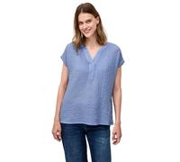 Kurzarmbluse CECIL, Damen, Gr. XL (44), blau (deep pastel blau), Web, 99% Baumwolle, 1% Elasthan, unifarben, normal normal, Rundhals, abgesteppt, Blusen, aus Baumwolle mit Stretchanteil (10337108-XL) 