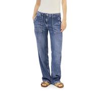 Weite Jeans CECIL "Style Neele", Damen, Gr. 30, Länge 32, blau (mid blau used wash), Denim/Jeans, Obermaterial: 97% Lyocell, 3% Elasthan, unifarben, casual, loose fit lang, Jeans (20064764-30) mid bla