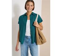 Cecil Damen Basic Bluse mit Hemdkragen in Unifarbe in Grün, Gr: 3XL