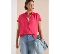 Hemdbluse CECIL, Damen, Gr. 3XL, geranium rot, Stoff, 100% Viskose, unifarben, klassisch normal, V-Ausschnitt, Bündchen, Blusen Hemdbluse, im Basic-Style (19302637-XXXL) geranium rot