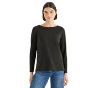 Langarmshirt CECIL, Damen, Gr. XL (44), raw khaki, Web, 100% Baumwolle, unifarben, normal normal, U-Boot-Ausschnitt, abgesteppt, Shirts Langarmshirt, aus reiner Baumwolle (35943441-XL) raw khaki