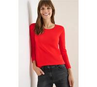 Langarmshirt CECIL "Style Pia", Damen, Gr. S (38), pumkin orange, Jersey, Obermaterial: 100% Baumwolle, regular fit normal, Rundhals, gerader Abschluss, Shirts (49411011-S) pumkin orange