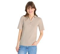 Poloshirt CECIL, Damen, Gr. XXL (46), grain beige, Web, 100% Baumwolle, unifarben, comfort fit normal, hoch geschlossener Ausschnitt, abgesteppt, Shirts, aus reiner Baumwolle (53205350-XXL) grain beig