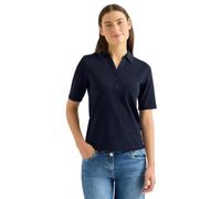 Poloshirt CECIL, Damen, Gr. XXL (46), universal blau, Web, 100% Baumwolle, unifarben, comfort fit normal, hoch geschlossener Ausschnitt, abgesteppt, Shirts, aus reiner Baumwolle (36397148-XXL) univers