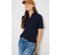 Poloshirt CECIL, Damen, Gr. M (40), universal blau, Web, 100% Baumwolle, unifarben, comfort fit normal, hoch geschlossener Ausschnitt, abgesteppt, Shirts, aus reiner Baumwolle (36397148-M) universal b