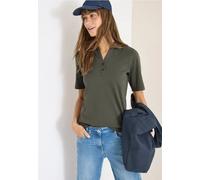 Poloshirt CECIL, Damen, Gr. L (42), khaki, Web, 100% Baumwolle, unifarben, comfort fit normal, hoch geschlossener Ausschnitt, abgesteppt, Shirts, aus reiner Baumwolle (56594104-L) khaki