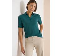 Poloshirt CECIL, Damen, Gr. XXL (46), jungle grün, Web, 100% Baumwolle, unifarben, comfort fit normal, hoch geschlossener Ausschnitt, abgesteppt, Shirts, aus reiner Baumwolle (87635909-XXL) jungle grü