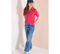 Poloshirt CECIL, Damen, Gr. XXL (46), geranium rot, Web, 100% Baumwolle, unifarben, comfort fit normal, hoch geschlossener Ausschnitt, abgesteppt, Shirts, aus reiner Baumwolle (18518759-XXL) geranium