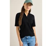 Poloshirt CECIL, Damen, Gr. 3XL, schwarz, Web, 100% Baumwolle, unifarben, comfort fit normal, hoch geschlossener Ausschnitt, abgesteppt, Shirts, aus reiner Baumwolle (12962618-XXXL) schwarz