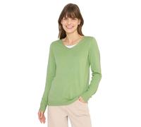 Cecil Basic Pullover Damen V-Ausschnitt 60% Baumwolle, 40% Viskose bamboo grün melange Gr. L (42)