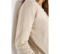 Cecil Strickpullover Basic Damen V-Ausschnitt 60% Baumwolle/40% Viskose egg beige melange Gr. L