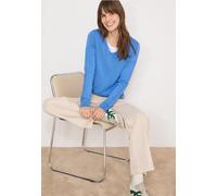 Cecil Strickpullover Basic Damen V-Ausschnitt 60% Baumwolle/40% Viskose fountain blau L (42)