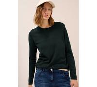 Strickpullover CECIL, Damen, Gr. XL (44), ink grün, Strick, Obermaterial: 60% Baumwolle, 40% Viskose, unifarben, casual, normal hüftbedeckend, Rundhals, Langarm Flachstrickbündchen, Pullover, mit fein