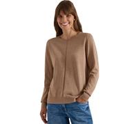 Rundhalspullover CECIL, Damen, Gr. 3XL (48), beige (creamy mocha melange), Web, 60% Baumwolle, 40% Viskose, unifarben, normal normal, Rundhals, Rippbündchen, Pullover Rundhalspullover, im soften Baumw