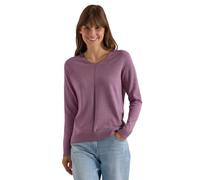 V-Ausschnitt-Pullover CECIL, Damen, Gr. S (38), lila (lavender lila melange), Web, 60% Baumwolle, 40% Viskose, unifarben, Basic, normal normal, V-Ausschnitt, Rippbündchen, Pullover, im soften Baumwoll