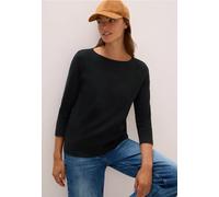Cecil Damen Basic Ripp-Shirt in Schwarz, Gr: XS