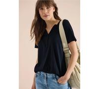 Cecil Damen Basic Shirt im Tunika-Look in Blau, Gr: XXL