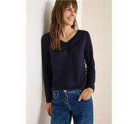 Cecil Damen Basic Shirt mit Raffung in Blau, Gr: XL