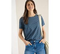Cecil Damen Basic T-Shirt mit Minimal Print in Blau, Gr: L