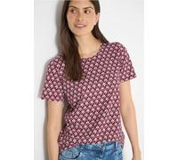 Cecil Damen Basic T-Shirt mit Minimal Print in Rot, Gr: S
