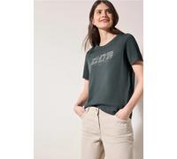 Cecil Damen Basic T-Shirt mit Print in Grün, Gr: XXL