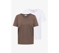 Cecil Damen Basic T-Shirt mit Rundhals im 2er-Pack in Multicolour, Gr: XS